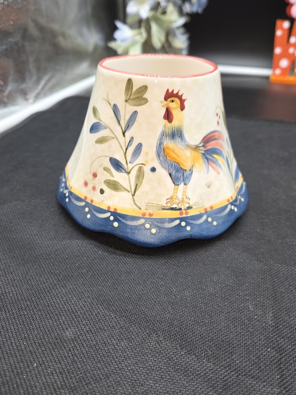 Home Interiors Candle Shade Topper Chicken Rooster Farmhouse Country 4”